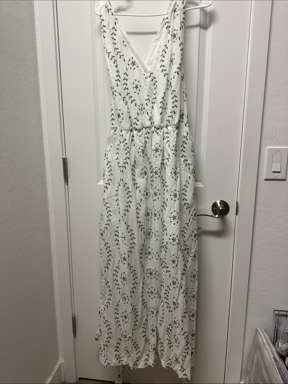 a new day White Maxi Dress with Green Vine Print